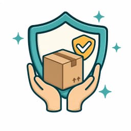 Shipping box cradled in protective hands representing carriers cargo liability cover