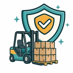 Forklift lifting a pallet of boxes representing loading and unloading cover