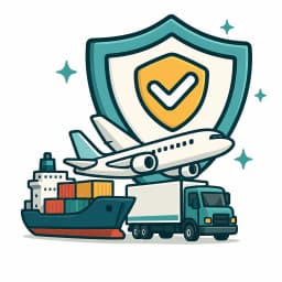 Ship, plane and truck together representing multi-modal freight forwarder cargo cover
