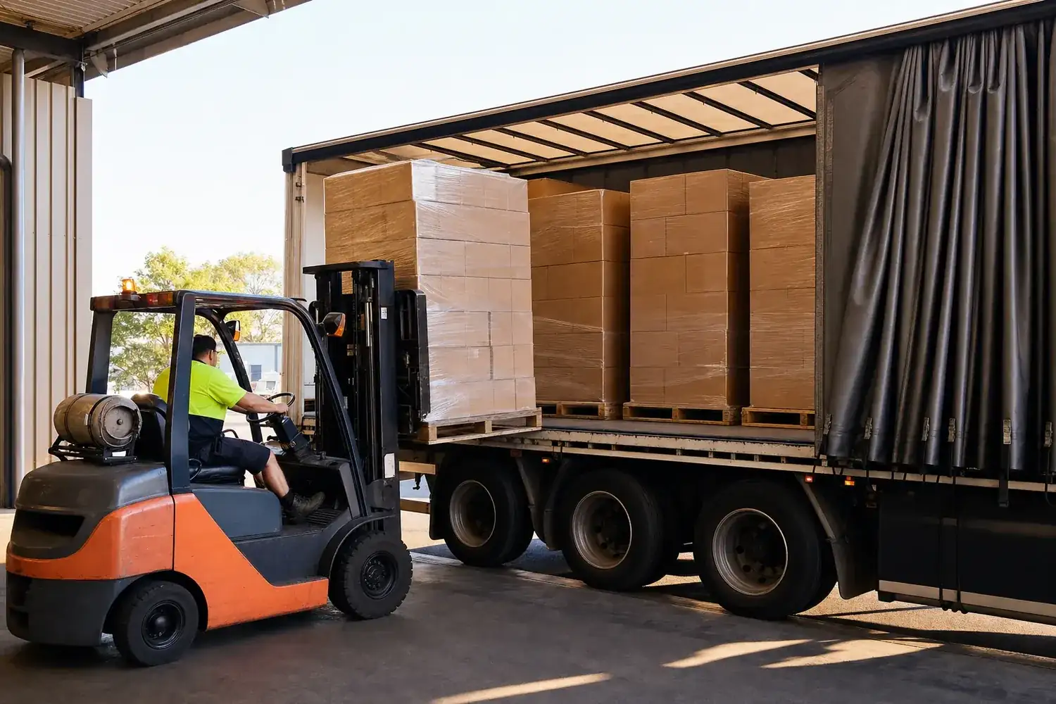 Freight and cargo loaded for transport across Australia