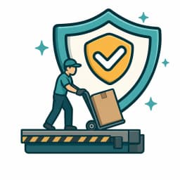 Worker with a trolley at a loading dock representing loading and unloading liability cover