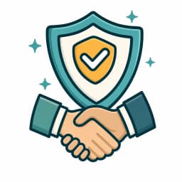 Handshake under a shield representing principal's indemnity cover
