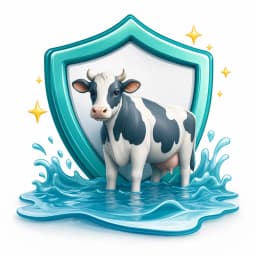 Floodwater and a cow representing flood and drowning cover for livestock