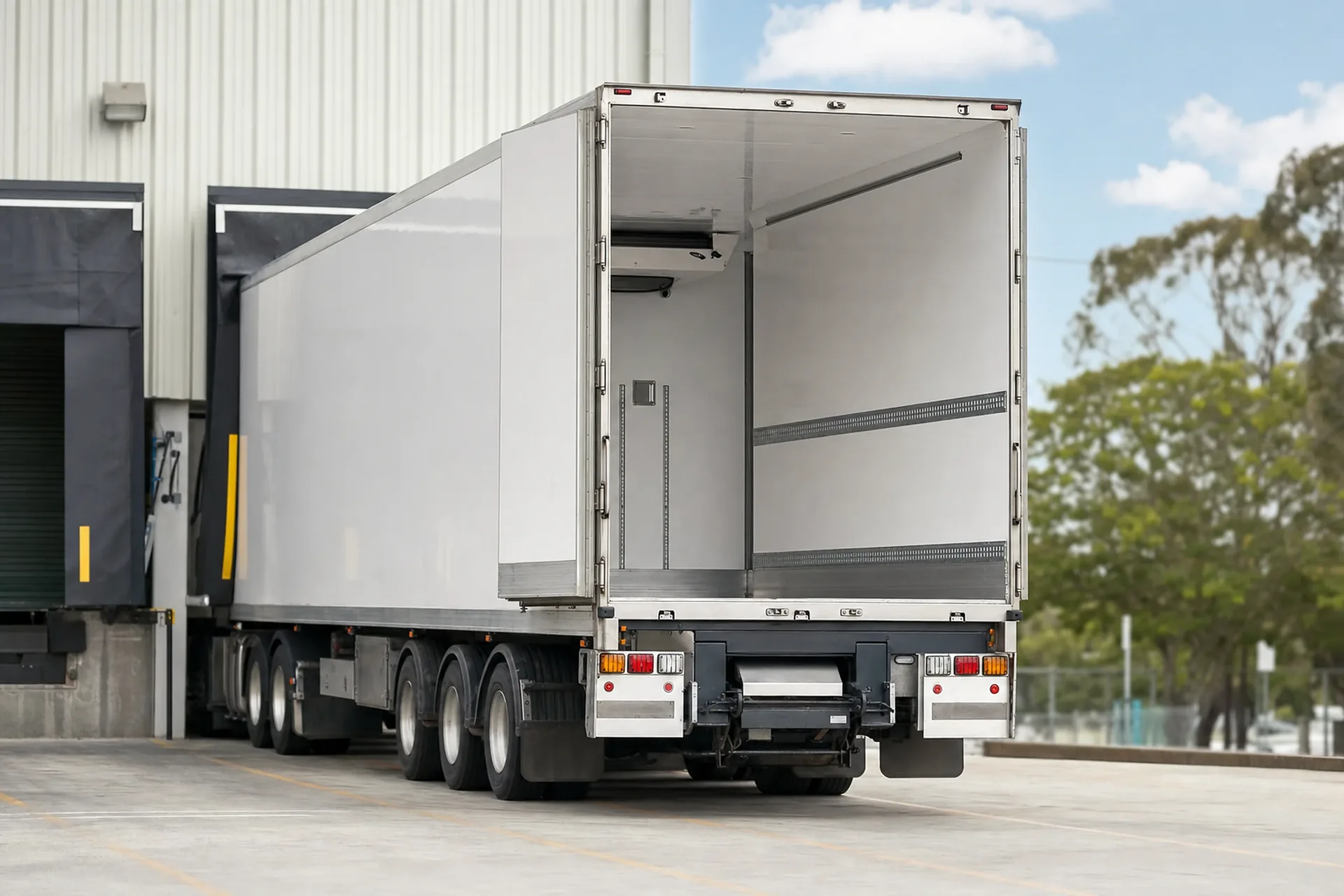 Australian refrigerated reefer truck at a cold storage loading dock