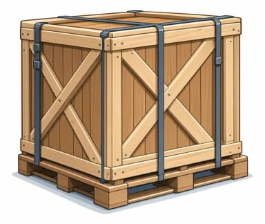 Strapped shipping crate representing high-value and specialised loads