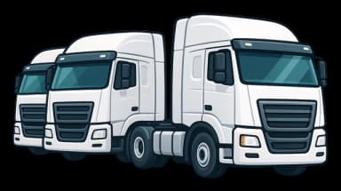 Three white prime mover trucks parked together representing a small transport fleet
