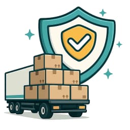 Trailer carrying freight representing goods in transit and cargo cover
