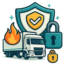 Trailer protected by a shield representing comprehensive trailer damage cover