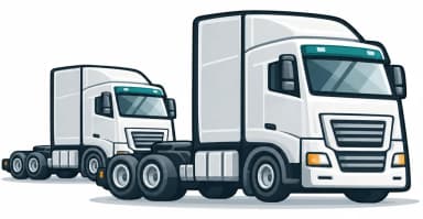 Two trucks in convoy representing subcontractor fleets