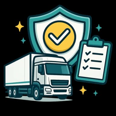 Shield with freight representing deep transport understanding