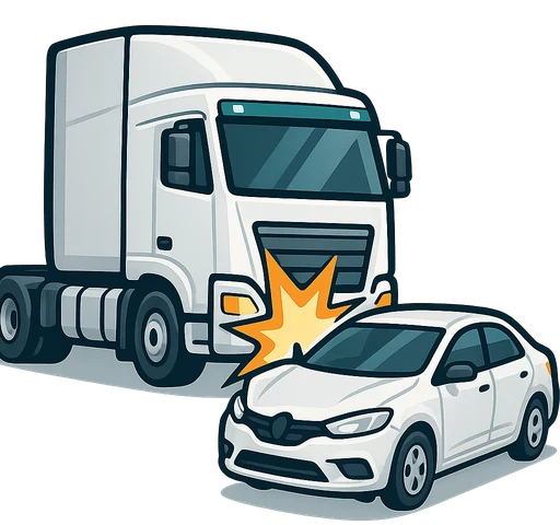 Third party property damage icon showing a truck and a car in a collision