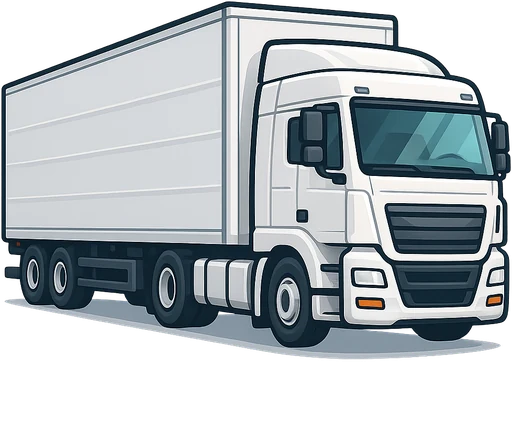 Trailer insurance icon showing a prime mover coupled to a box trailer