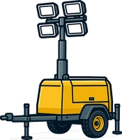 Towable lighting tower icon representing lighting towers hired out on dry hire
