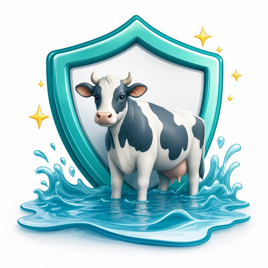 Floodwater and a cow representing flood and drowning cover for livestock