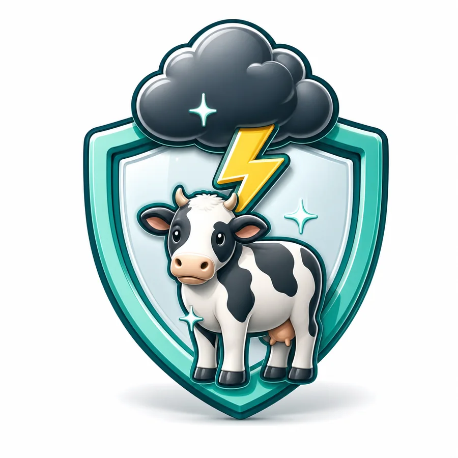 Storm cloud with lightning over livestock representing fire, lightning and storm cover