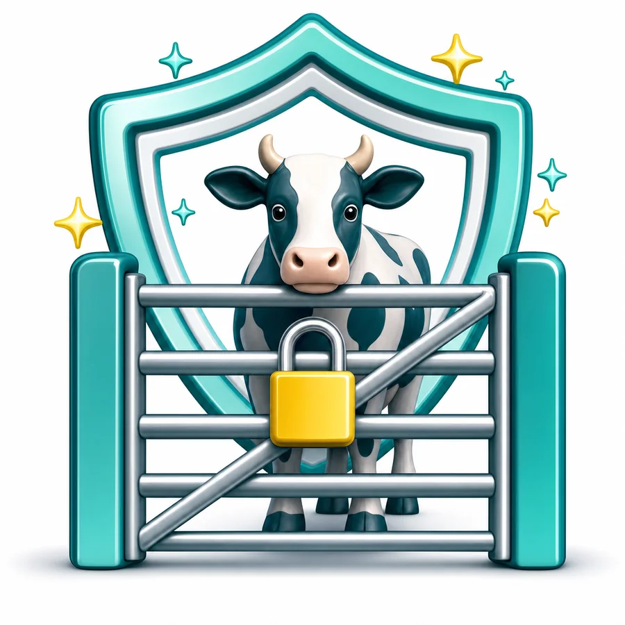 Padlocked farm gate with cattle representing livestock theft cover