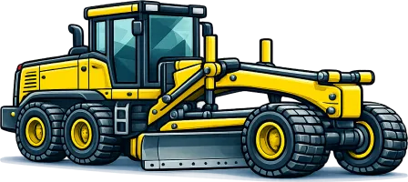 Motor grader icon representing road construction machinery used for grading surfaces and preparing roads across Australia.