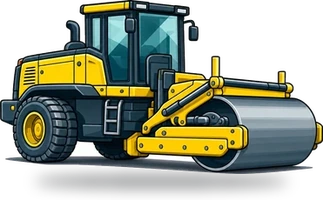 Road roller icon representing rollers and compactors hired out on dry hire