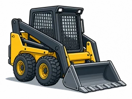 Skid steer loader icon representing bobcats hired out on dry hire