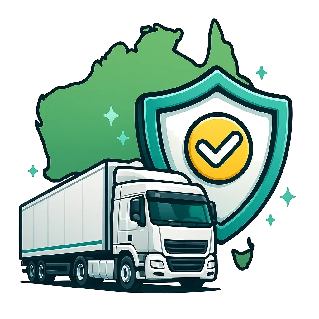 Illustration of a map of Australia with a trailer and insurance shield representing Australia-wide cover