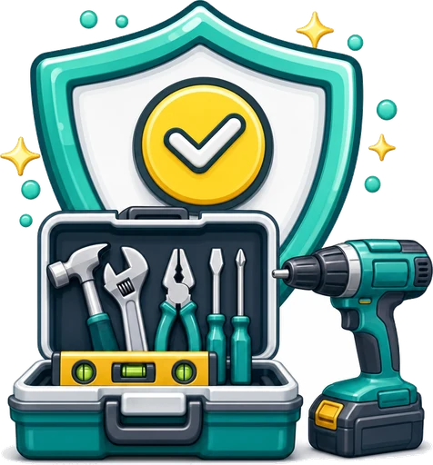 Toolbox and hand tools under a shield representing tools and equipment in transit cover