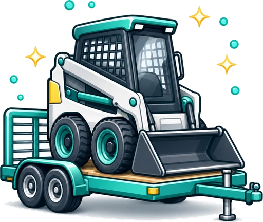 Compact machine on a plant trailer representing hire and equipment businesses