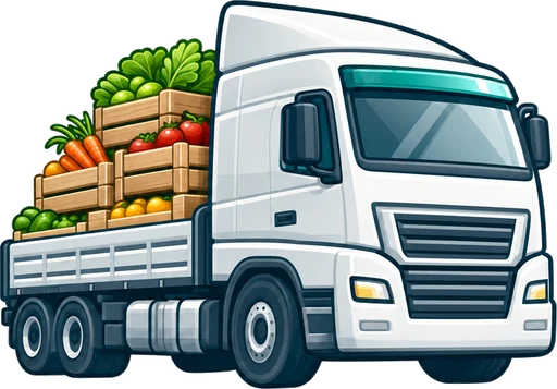Produce crates on a farm truck tray representing growers and rural suppliers